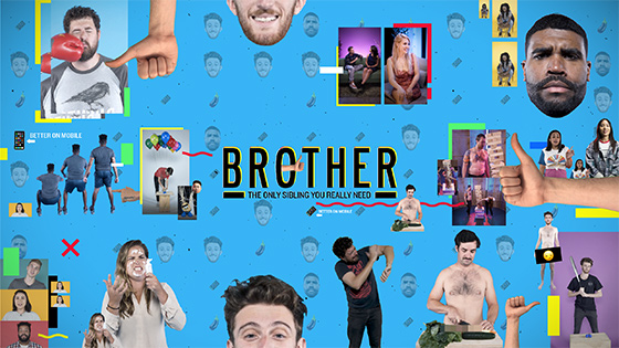 Brother Logo and banner with various small photos (abstract)