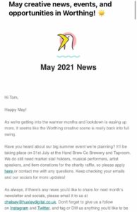 A screenshot of May's Worthing & Beyond newsletter