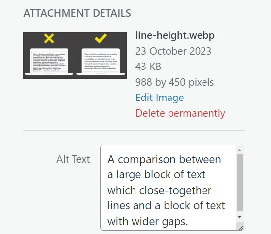 Example of alt text being used on Huxley website