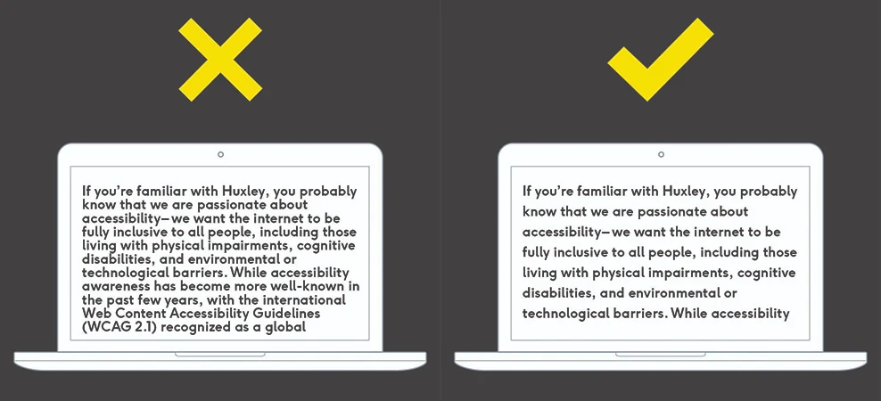 A comparison between a large block of text which close-together lines and a block of text with wider gaps.